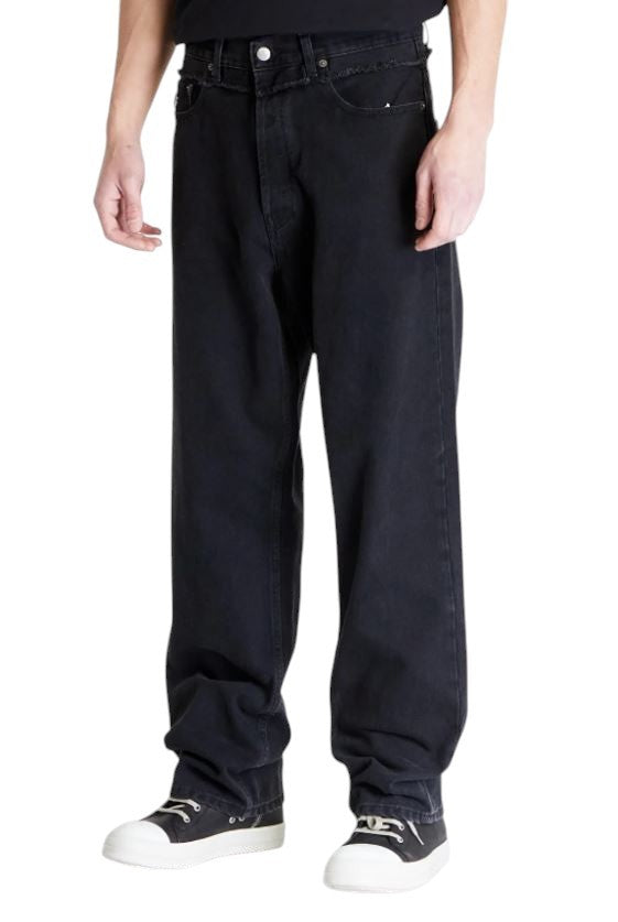 AMBUSH Waist Detail Denim Men Jeans W31 Black Distress Button Fly Logo RRP499