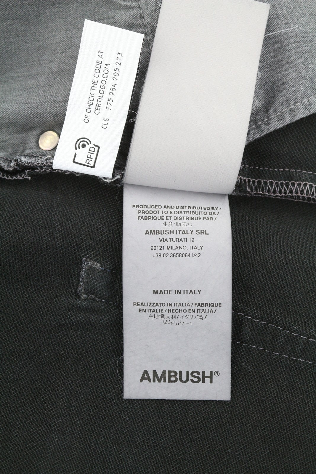 AMBUSH Waist Detail Denim Men Jeans W31 Black Distress Button Fly Logo RRP499