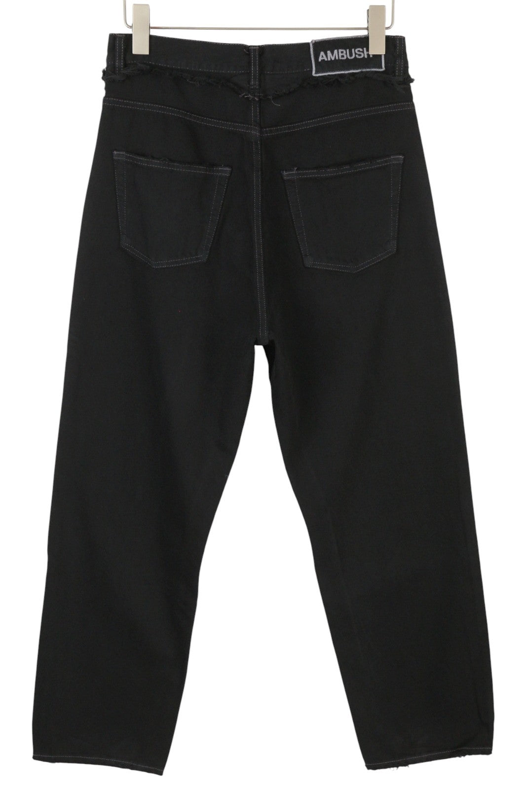 AMBUSH Waist Detail Denim Men Jeans W32 Black Distress Button Fly Logo RRP499