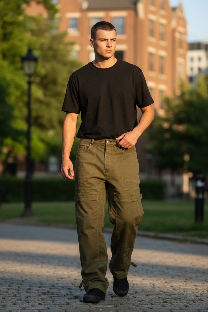 OFF-WHITE c/o VIRGIL ABLOH Gothic Drill Relax Men Jeans W33 Brown Cargo F25