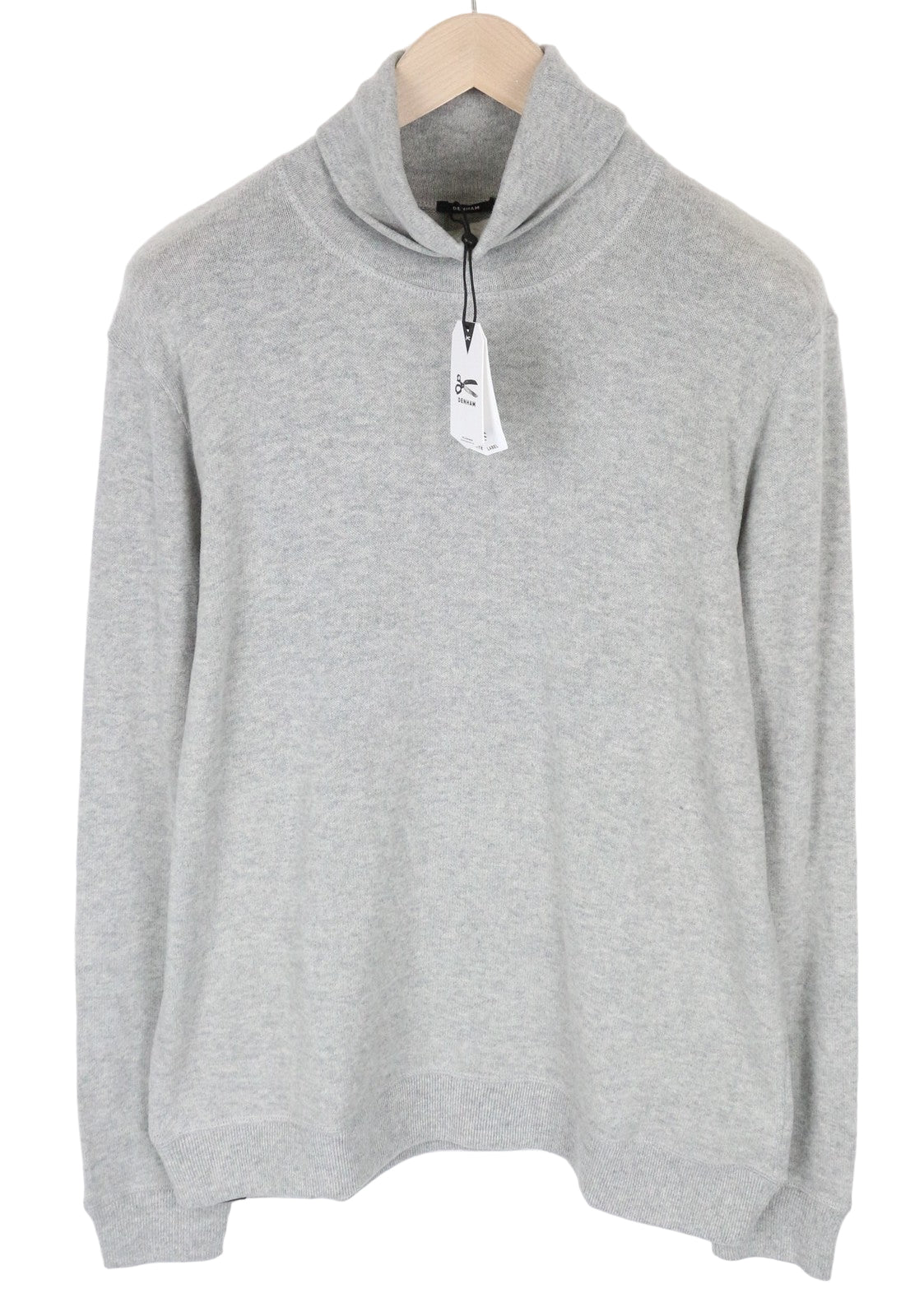 DENHAM Men's Grey L Jumper Cotton Blend Stretch Pullover Long Sleeves