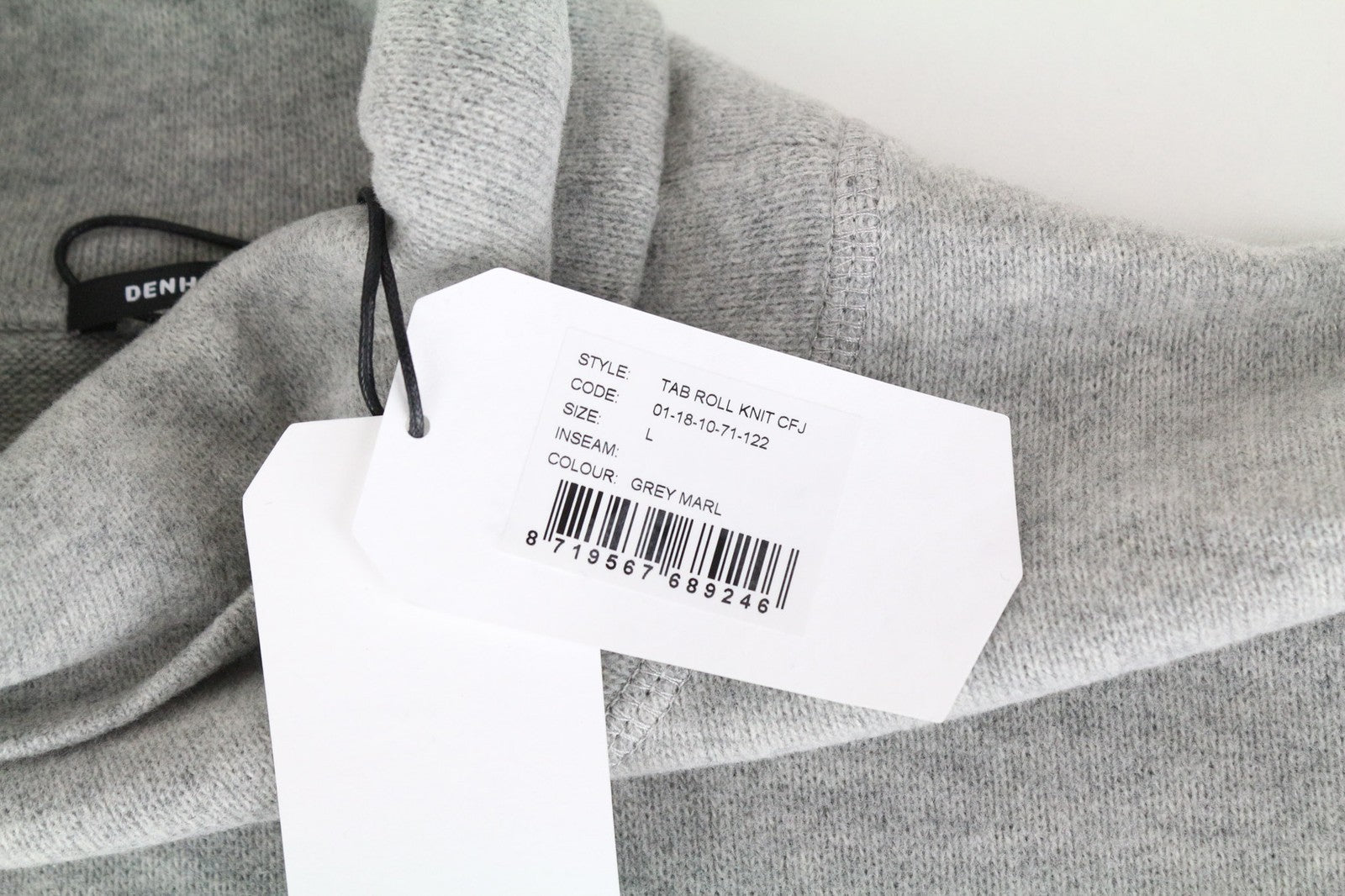 DENHAM Men's Grey L Jumper Cotton Blend Stretch Pullover Long Sleeves