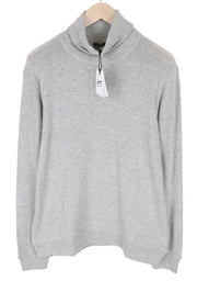 DENHAM Men's Grey L Jumper Cotton Blend Stretch Pullover Tab Roll Neck