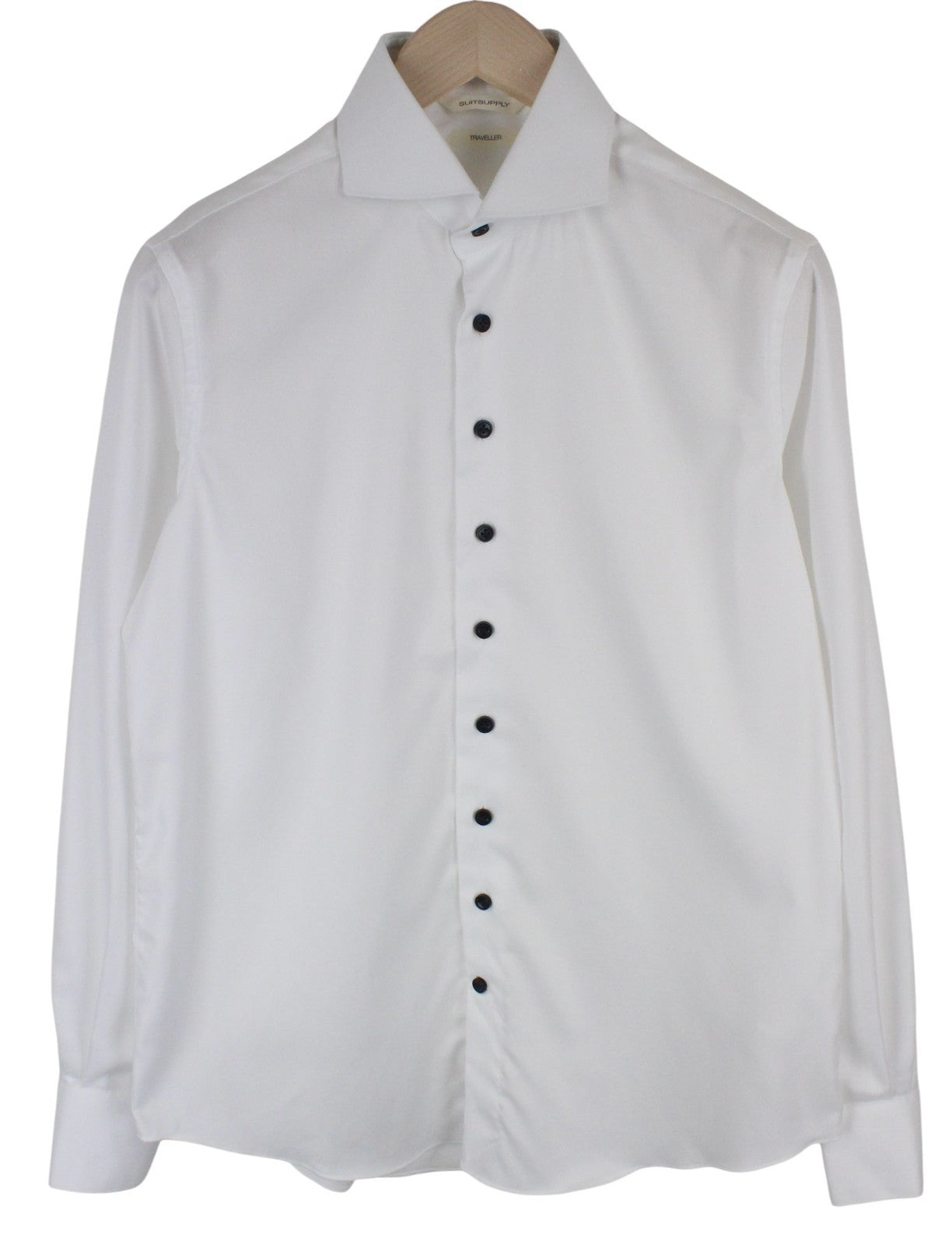 SUITSUPPLY Traveller Men's Formal Shirt 40 White Cutaway Slim Pure Cotton