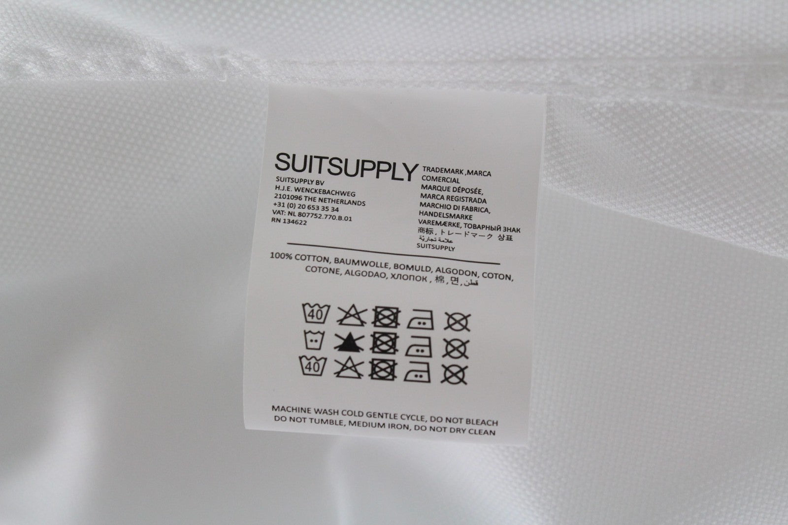 SUITSUPPLY Traveller Men's Formal Shirt 40 White Cutaway Slim Pure Cotton