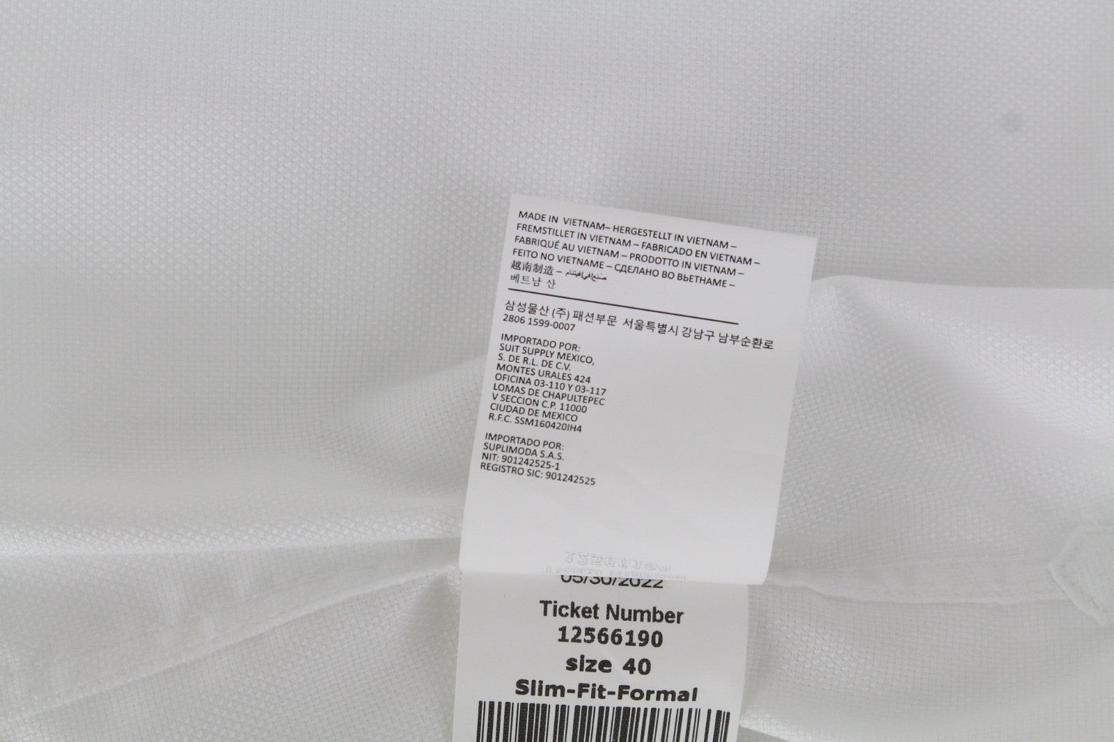 SUITSUPPLY Traveller Men's Formal Shirt 40 White Cutaway Slim Pure Cotton