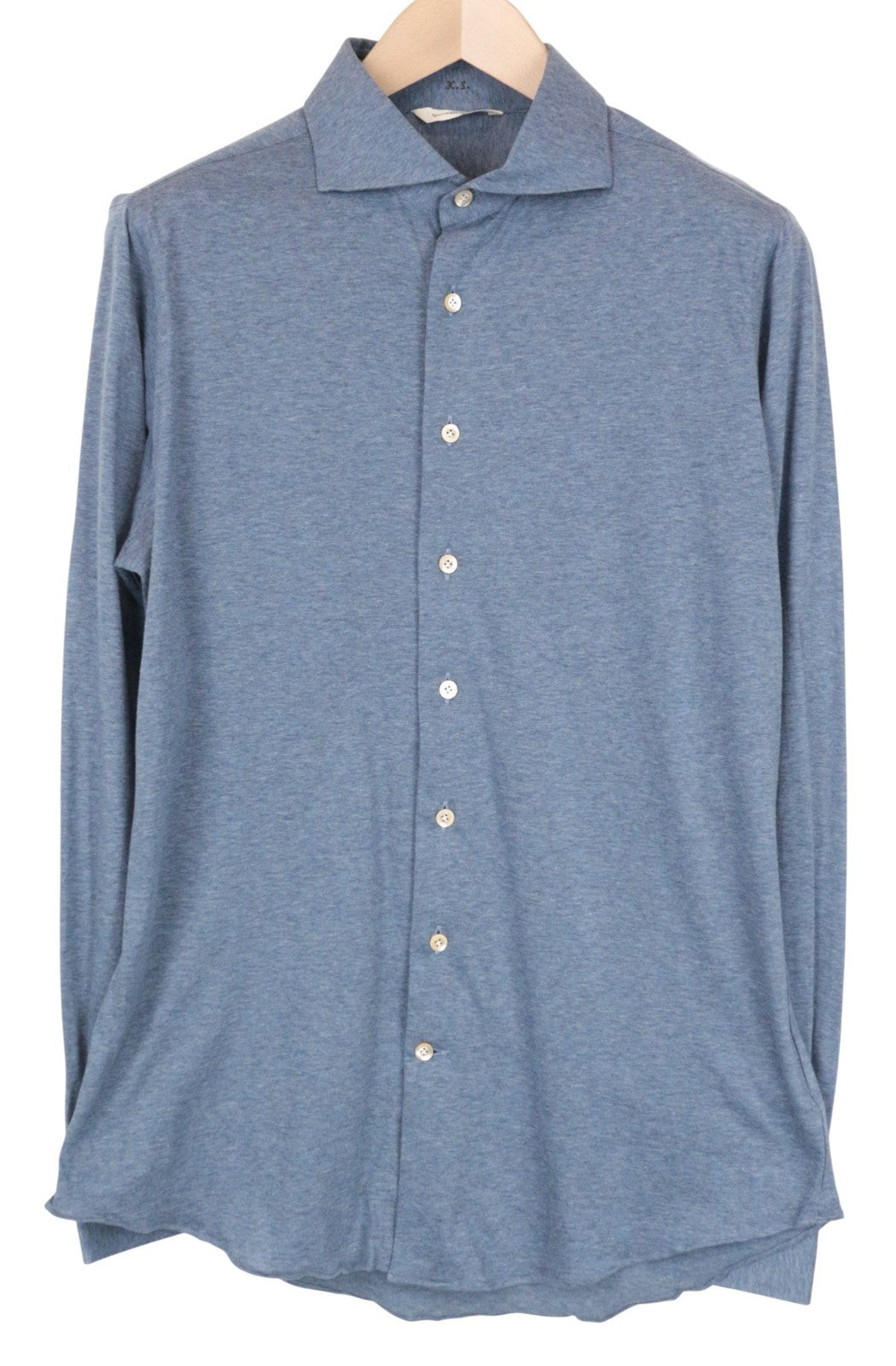 SUITSUPPLY Men's Formal Shirt ~S Blue Extra Slim Pure Cotton Cutaway Collar