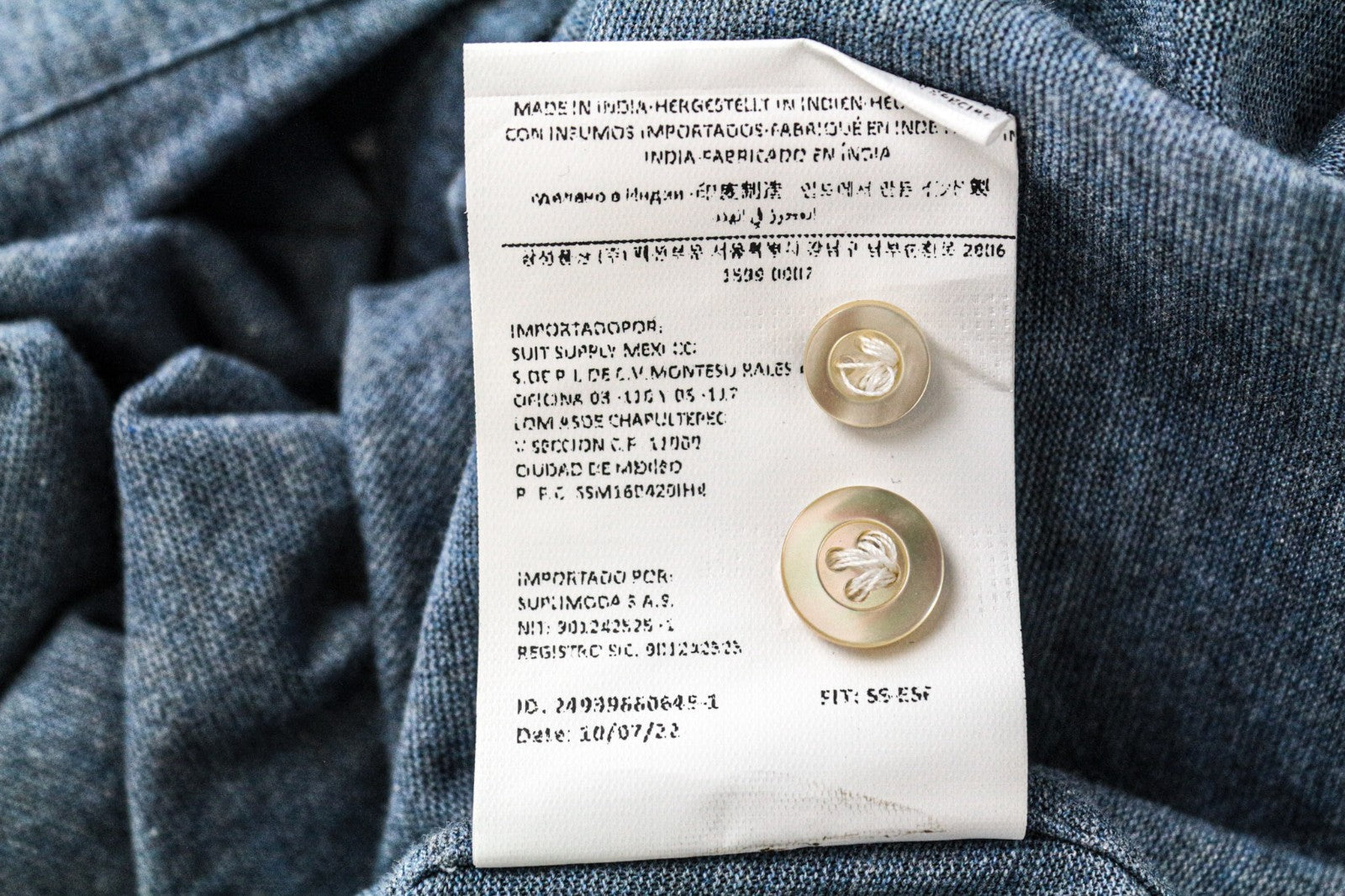 SUITSUPPLY Men's Formal Shirt ~S Blue Extra Slim Pure Cotton Cutaway Collar