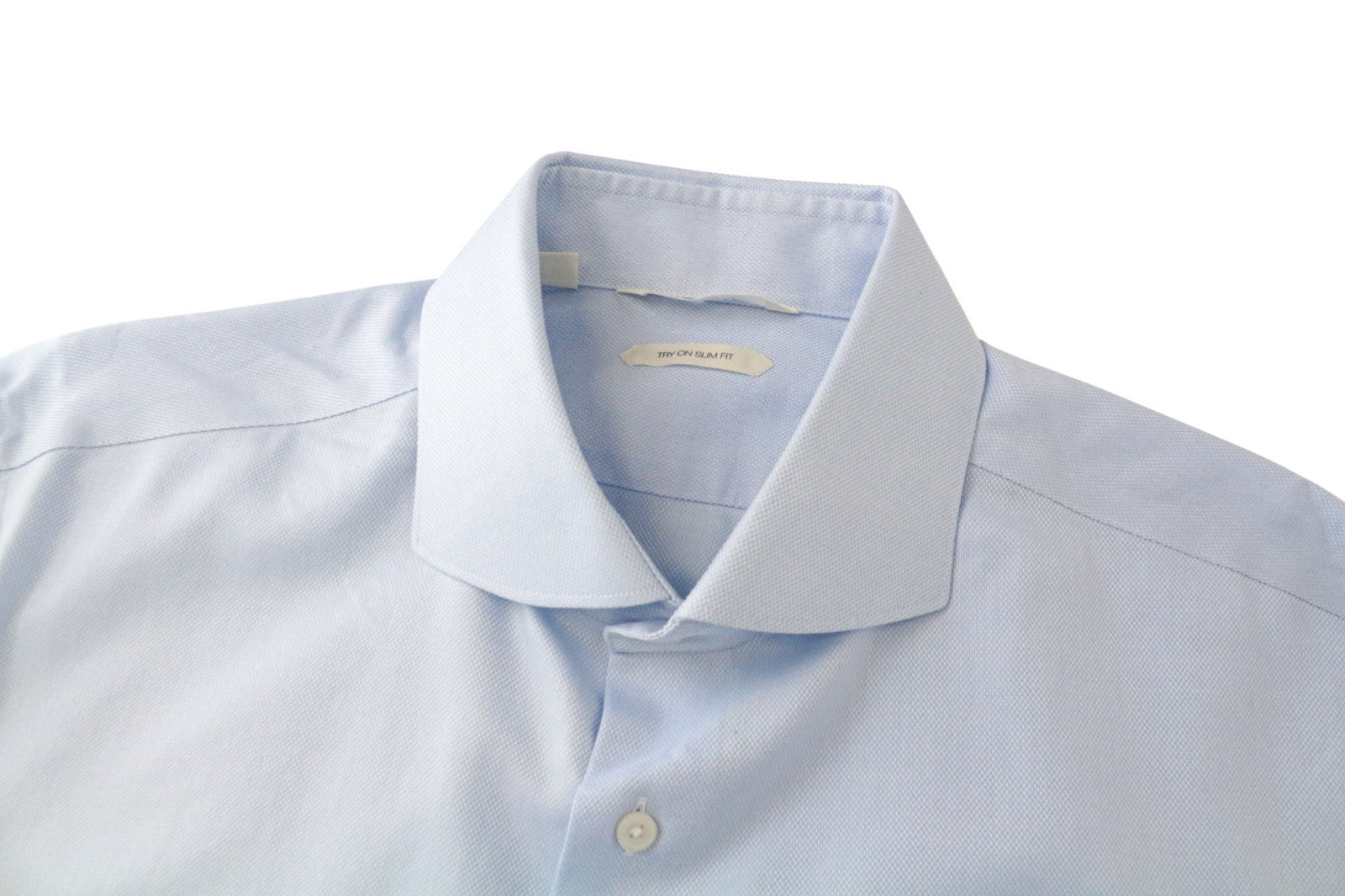 SUITSUPPLY Men's Formal Shirt 43/17 Blue Slim Pure Cotton Cutaway Button Up