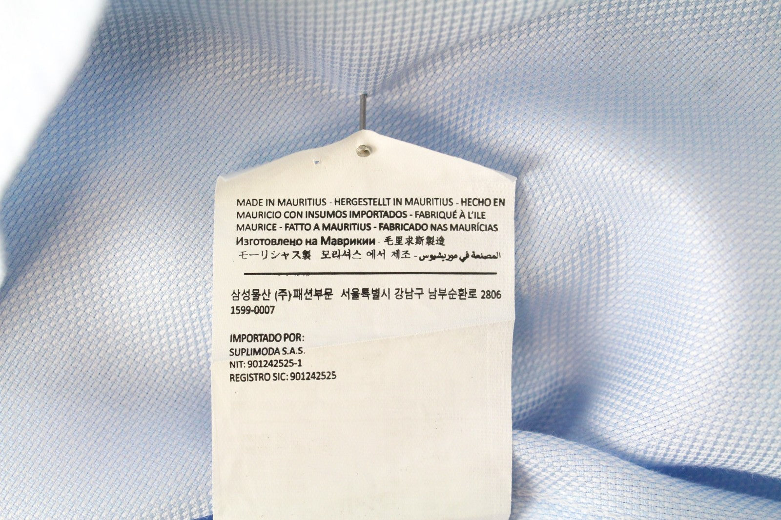 SUITSUPPLY Men's Formal Shirt 43/17 Blue Slim Pure Cotton Cutaway Button Up