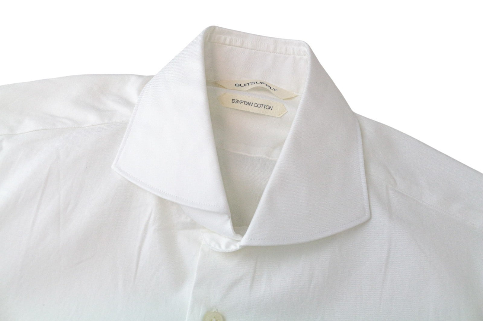 SUITSUPPLY Men's Formal Shirt 39/15 1/2 White Pure Cotton Cutaway Extra Slim