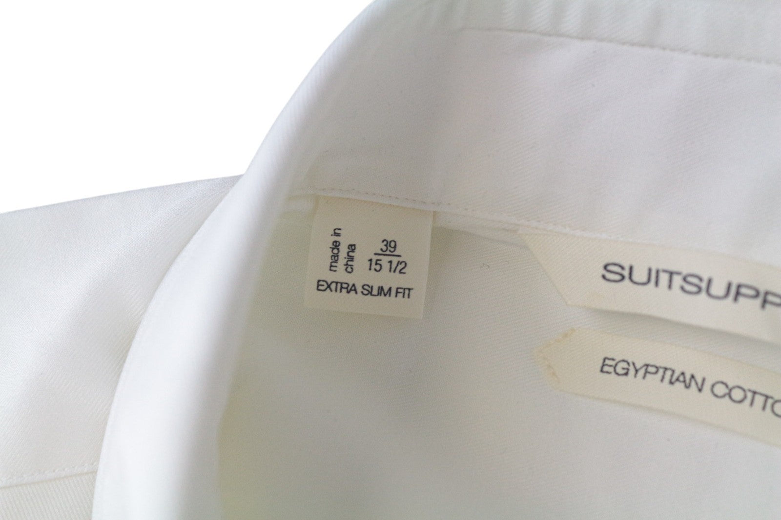SUITSUPPLY Men's Formal Shirt 39/15 1/2 White Pure Cotton Cutaway Extra Slim