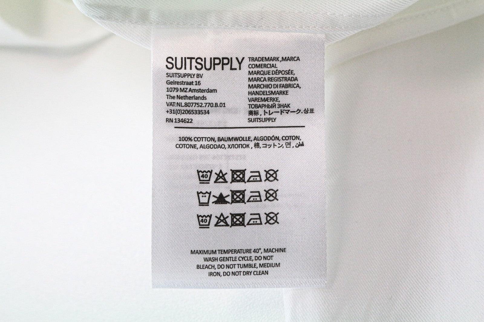 SUITSUPPLY Men's Formal Shirt 39/15 1/2 White Pure Cotton Cutaway Extra Slim