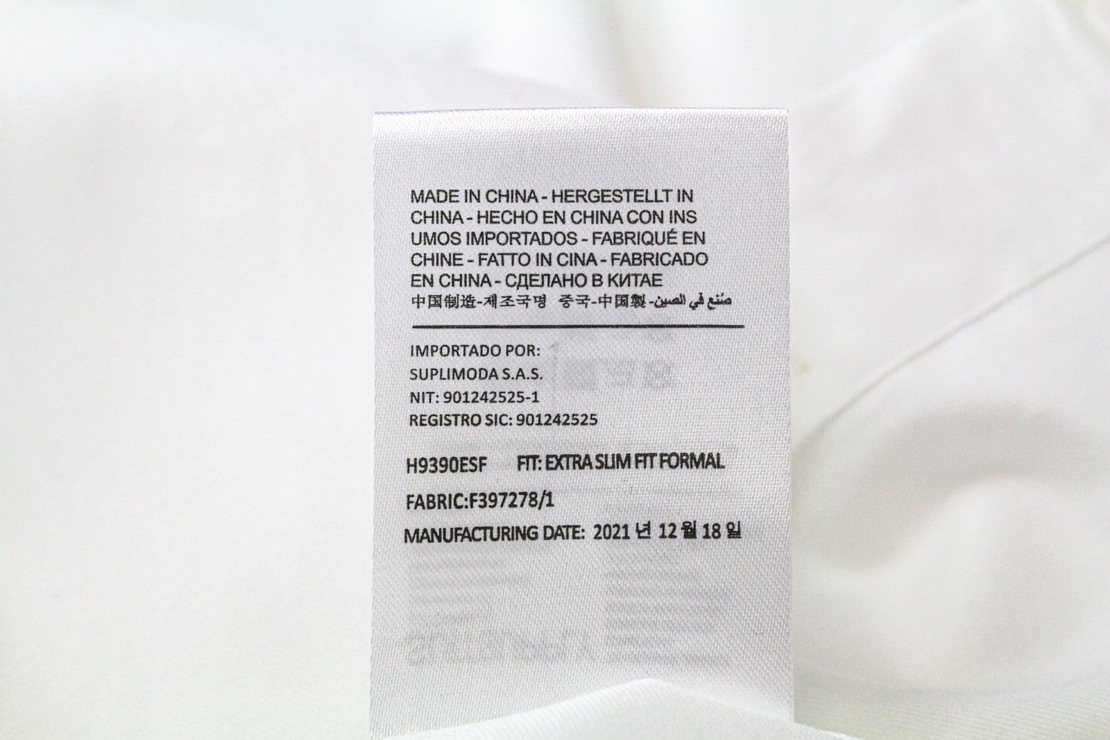 SUITSUPPLY Men's Formal Shirt 39/15 1/2 White Pure Cotton Cutaway Extra Slim