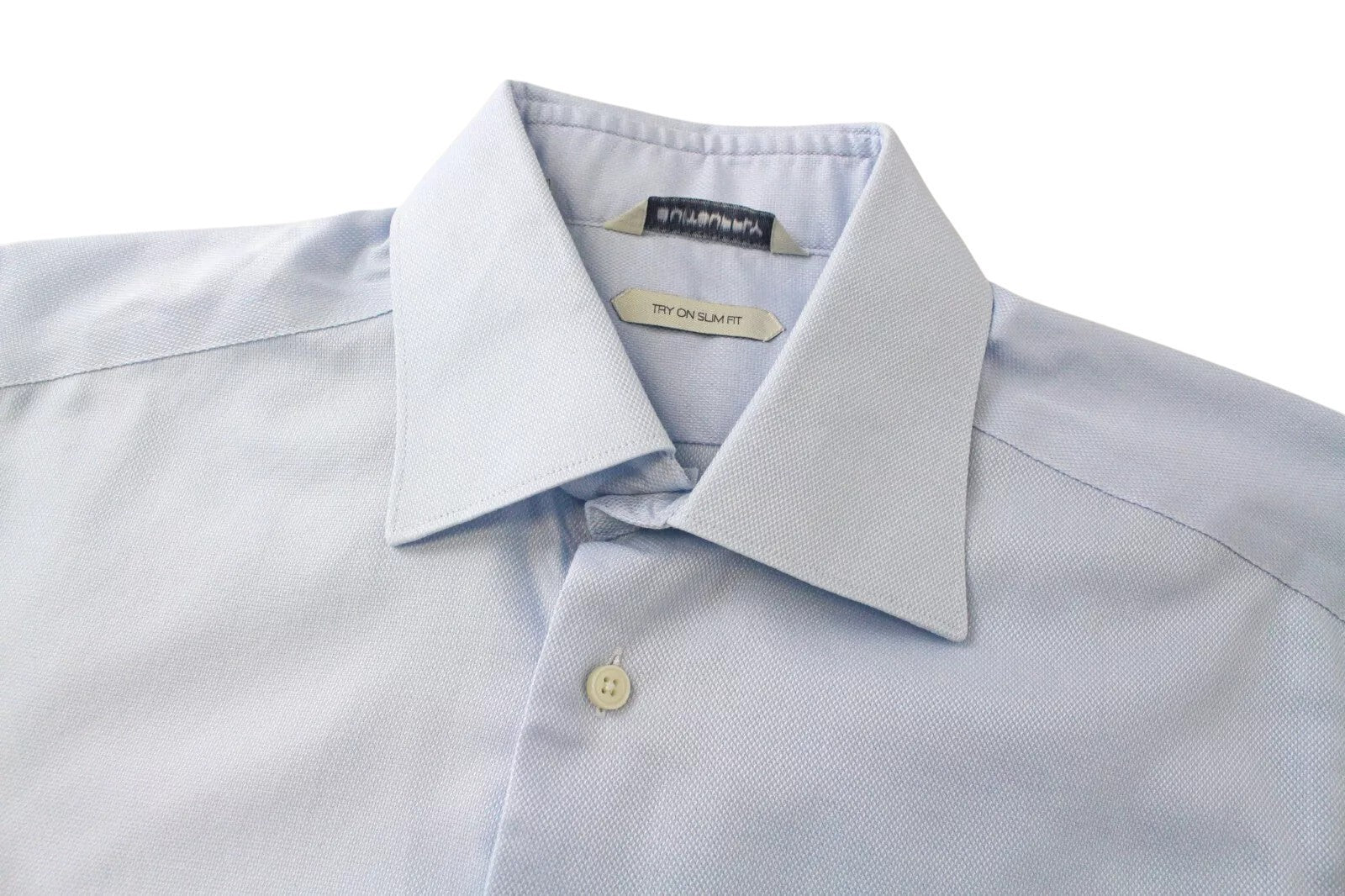 SUITSUPPLY Men's Formal Shirt 38/15 Blue Slim Pure Cotton Classic Long Sleeve