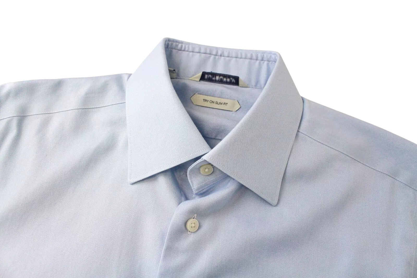 SUITSUPPLY Men's Formal Shirt 39/15 1/2 Slim Blue Pure Cotton Button-Up Long