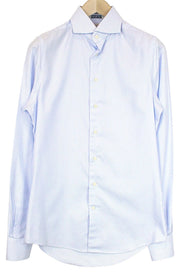 SUITSUPPLY Men's Formal Shirt 38L/15L Blue Striped Slim Pure Cotton Extra Slim