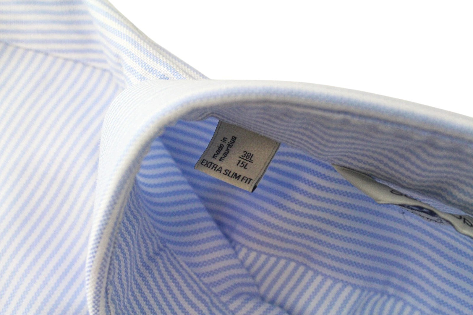 SUITSUPPLY Men's Formal Shirt 38L/15L Blue Striped Slim Pure Cotton Extra Slim