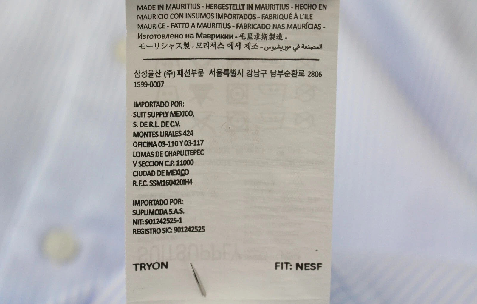 SUITSUPPLY Men's Formal Shirt 38L/15L Blue Striped Slim Pure Cotton Extra Slim