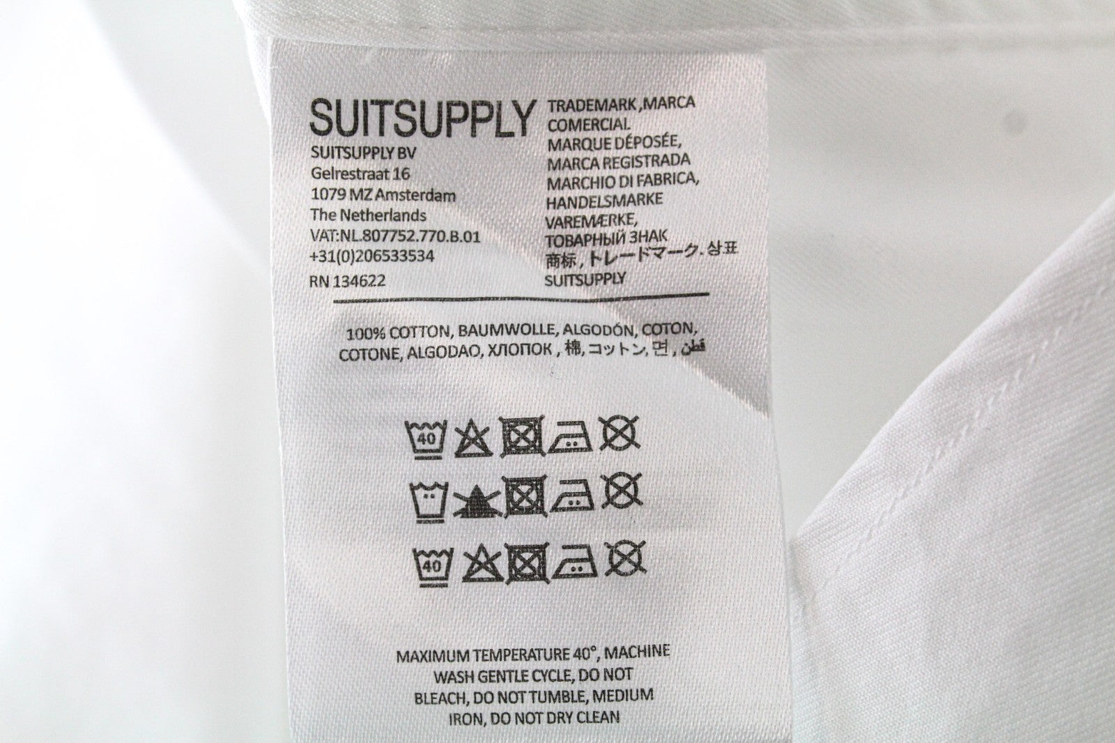 SUITSUPPLY Men's Formal Shirt 35/13 1/2 White Pure Cotton Button-Up Extra Slim