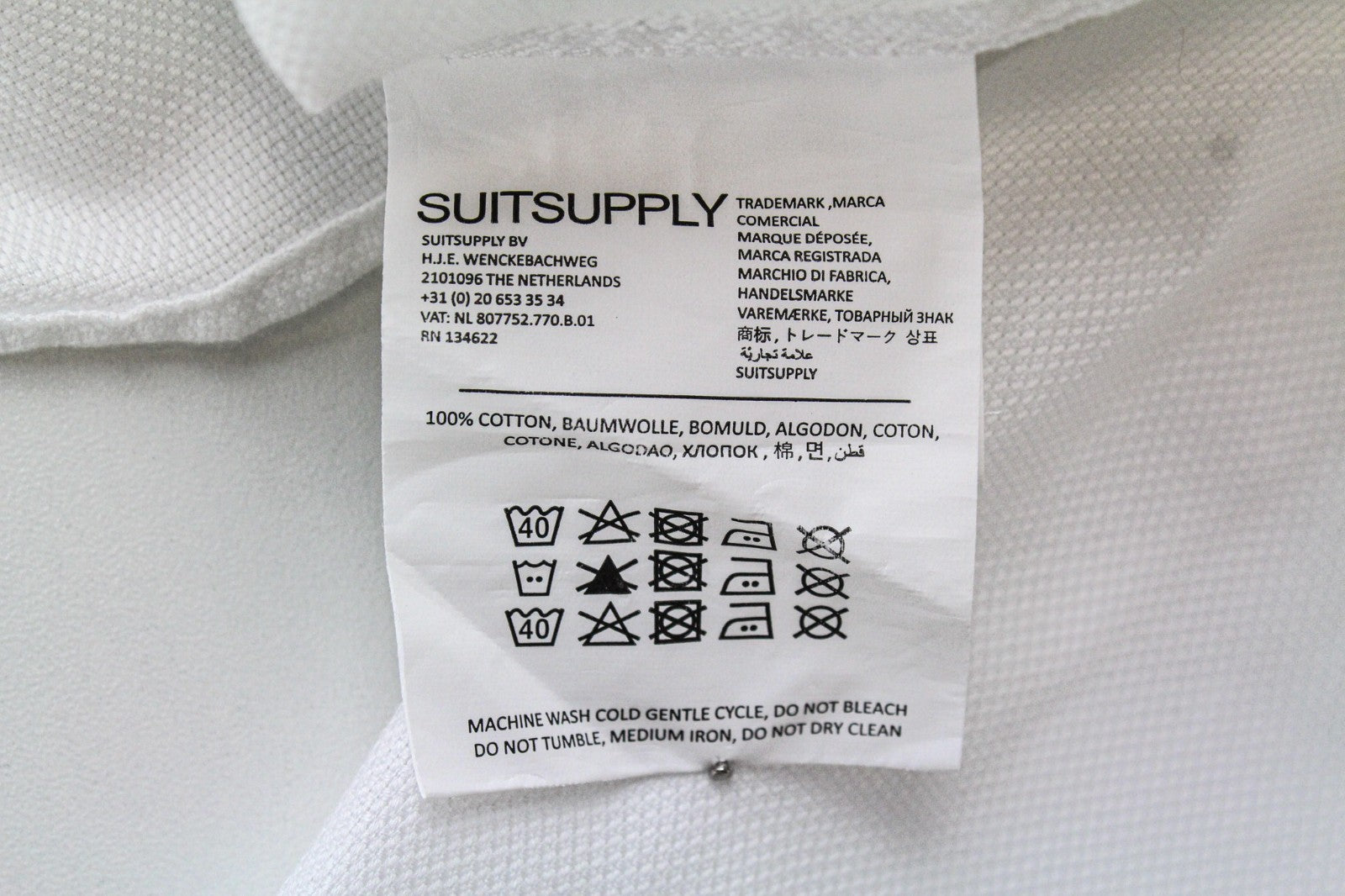 SUITSUPPLY Men's Formal Shirt 39 White Pure Cotton Extra Slim Long Sleeve