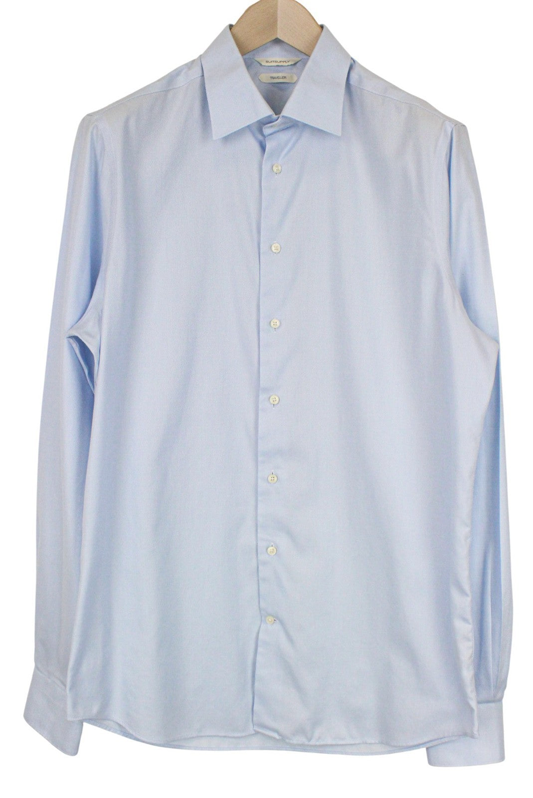 SUITSUPPLY Traveller Men's Formal Shirt 41L/16L Slim Blue Pure Cotton Long