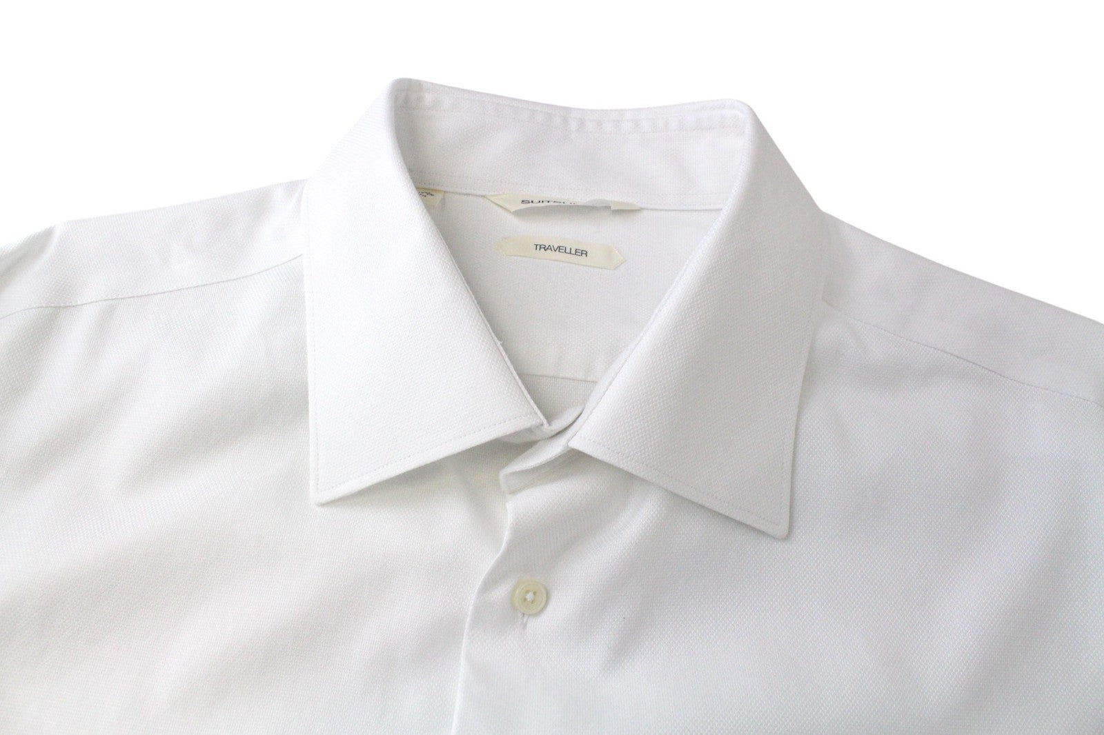 SUITSUPPLY Traveller Men's Formal Shirt 44/17 1/2 White Slim Pure Cotton