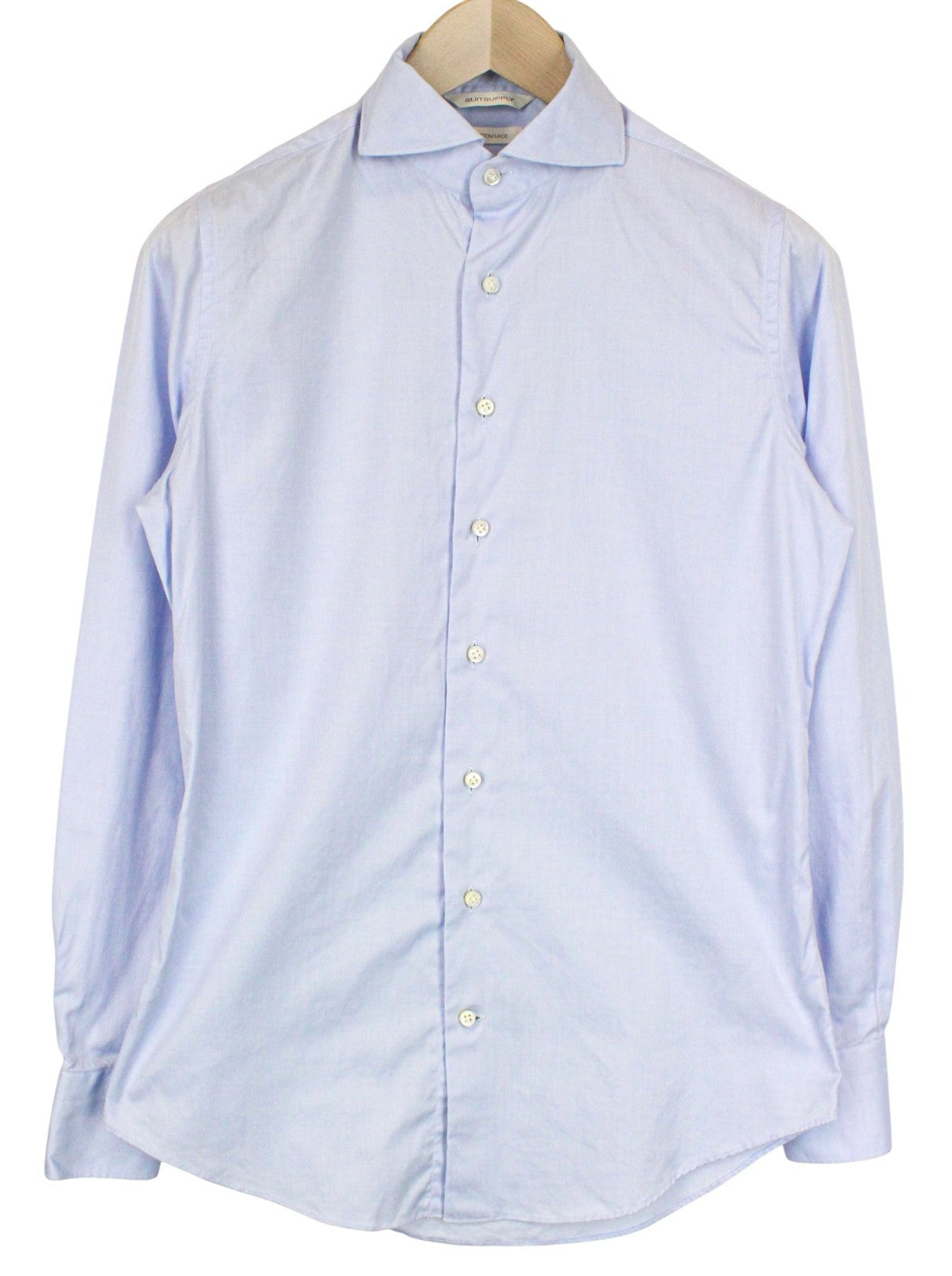 SUITSUPPLY Men's Formal Shirt 37/14 1/2 Light Blue Slim Pure Cotton Long Sleeve