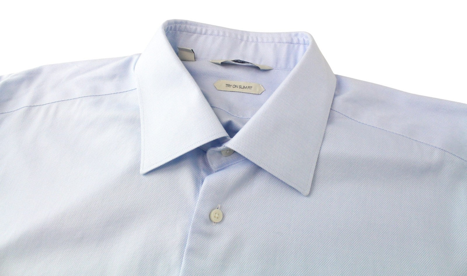 SUITSUPPLY Men's Formal Shirt 44.7/17 1/2L Light Blue Slim Pure Cotton Try On