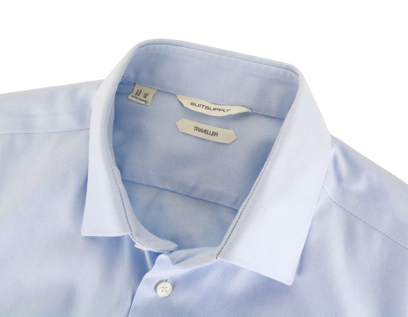 SUITSUPPLY Traveller Men's Formal Shirt 41L/16L Blue Melange Slim Pure Cotton