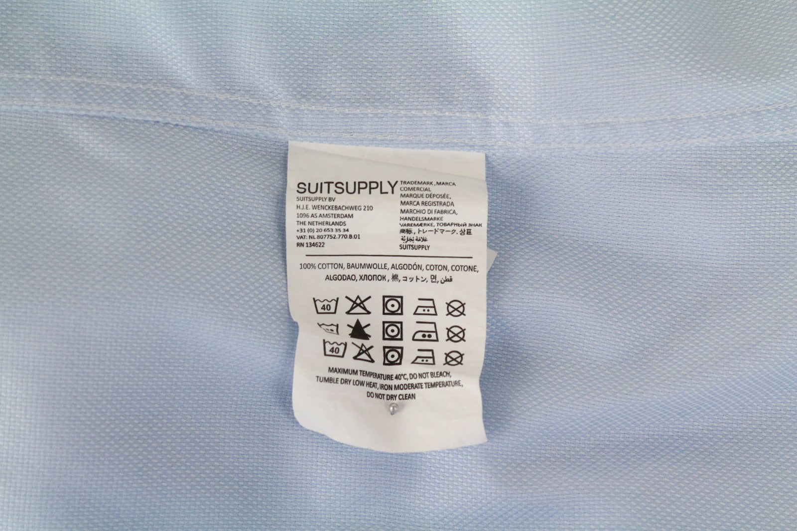 SUITSUPPLY Traveller Men's Formal Shirt 41L/16L Blue Melange Slim Pure Cotton