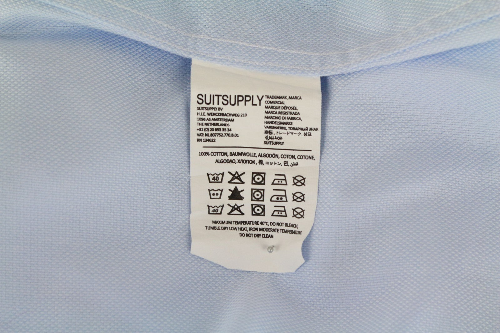 SUITSUPPLY Men's Formal Shirt 39/15 1/2 Blue Slim Melange Pure Cotton Try On