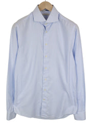 SUITSUPPLY Men's Formal Shirt 39L/15 1/2L Blue Striped Slim Pure Cotton Try On