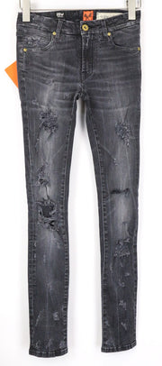 GOOD GENES Women's Jeans W27/L33 Grey Super Skinny Stretch Distress