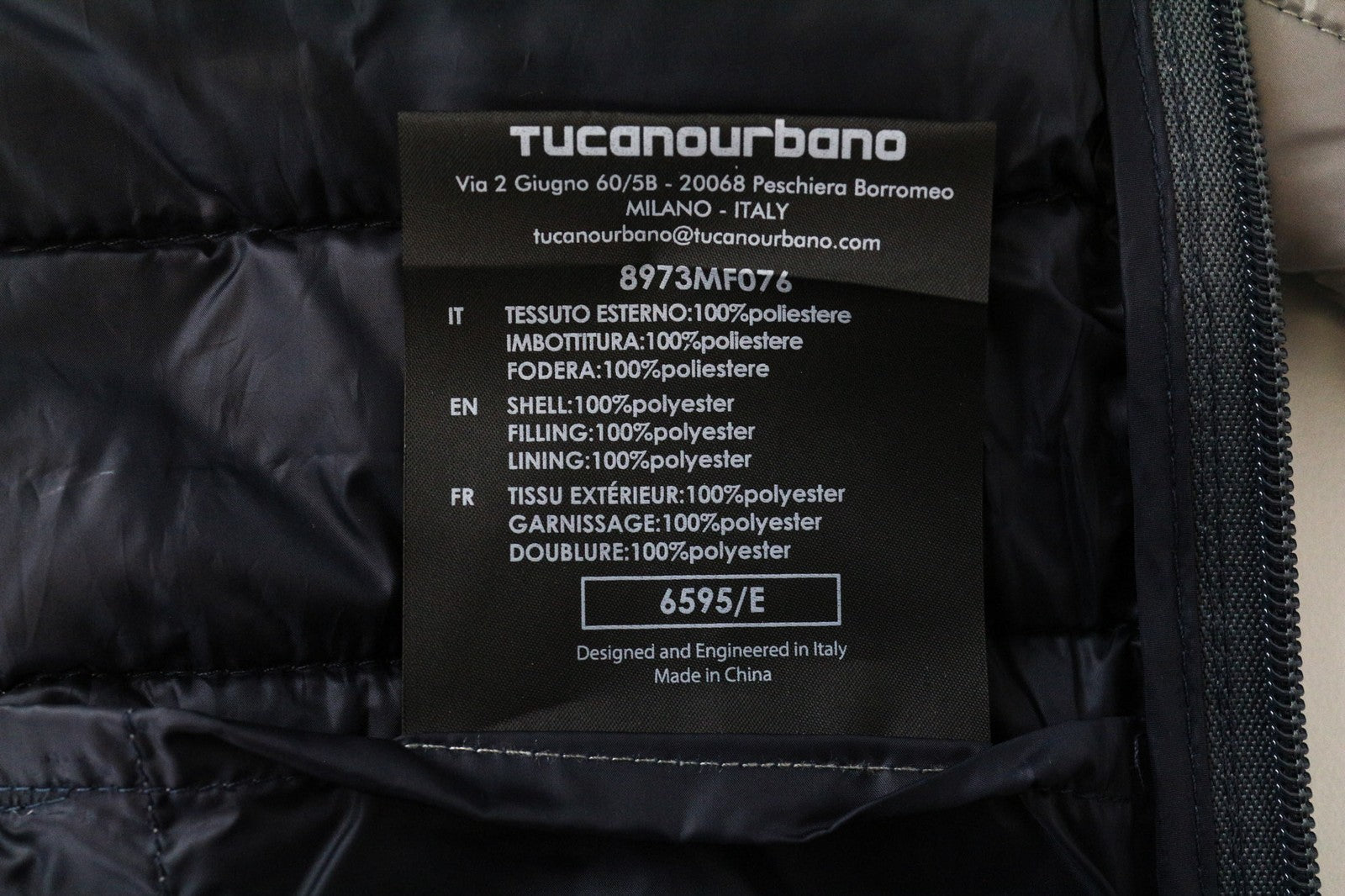 TUCANO URBANO Lot Pack Men's Grey Jacket M Thermal Lined Zipped Windbreaker