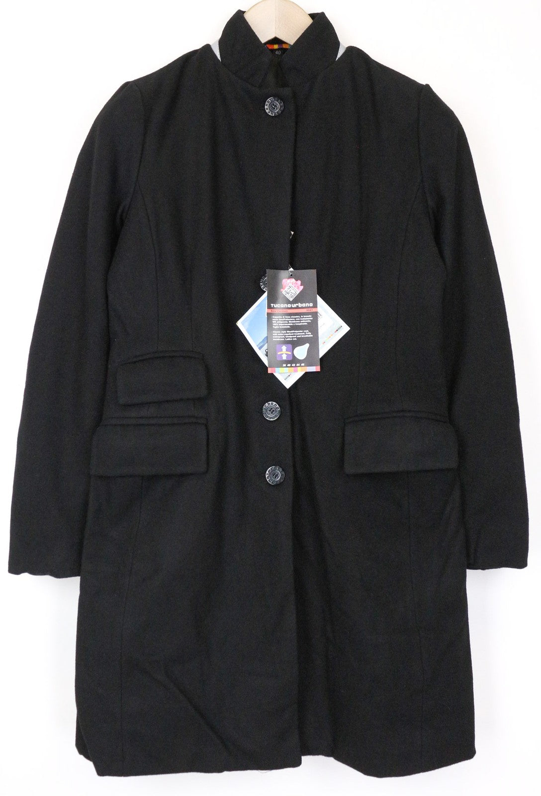 TUCANO URBANO New Carmen Women's Black IT40 Wool Blend Moto Style Coat