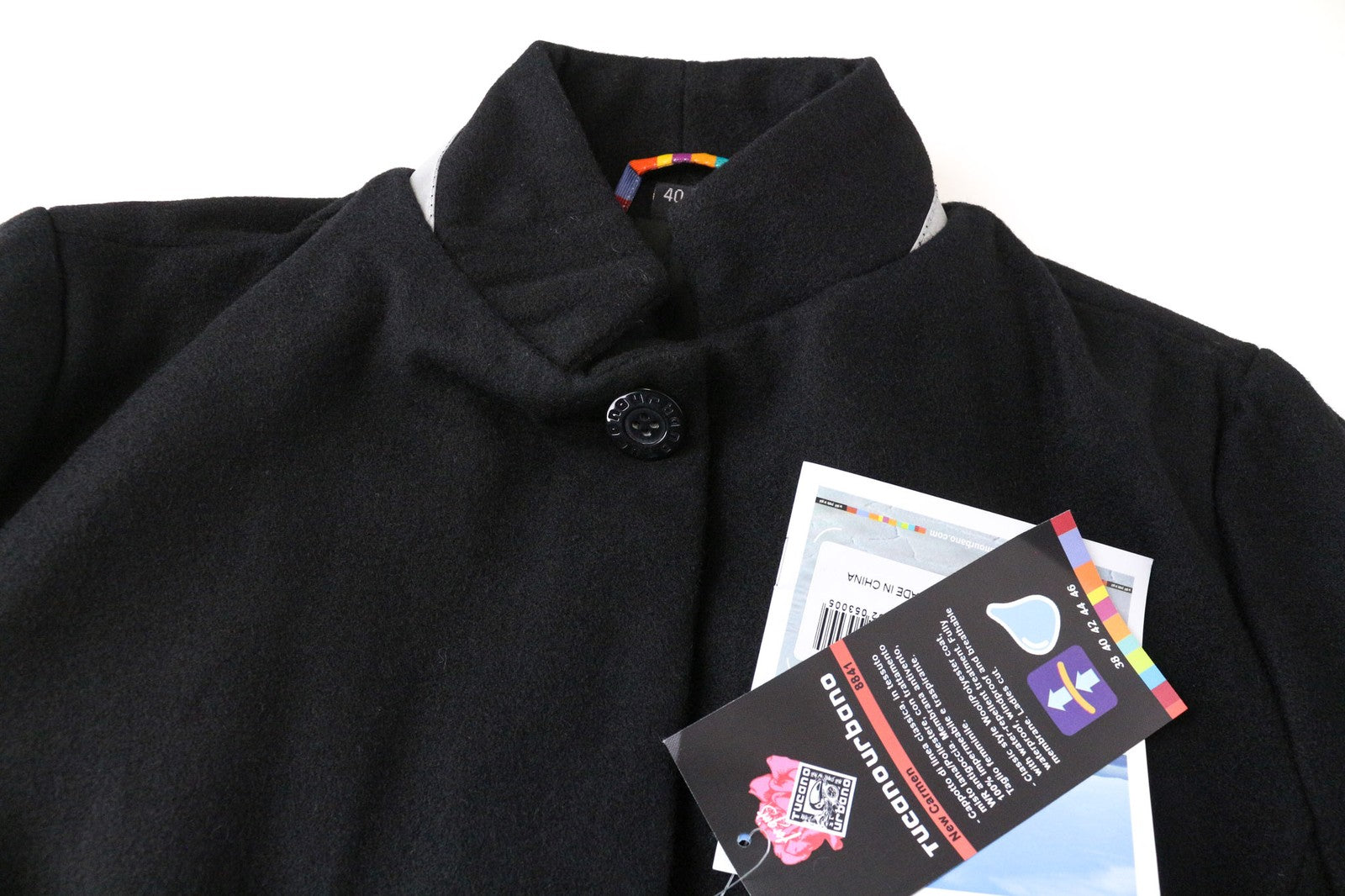 TUCANO URBANO New Carmen Women's Black IT40 Wool Blend Moto Style Coat