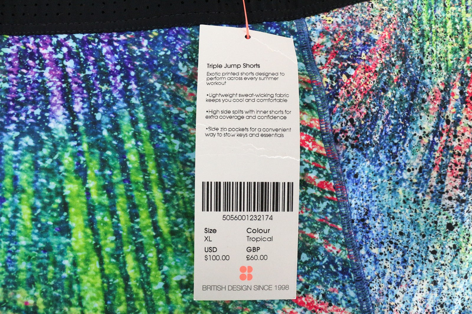 SWEATY BETTY Triple Jump Women's Blue XL Printed Sports Shorts Activewear