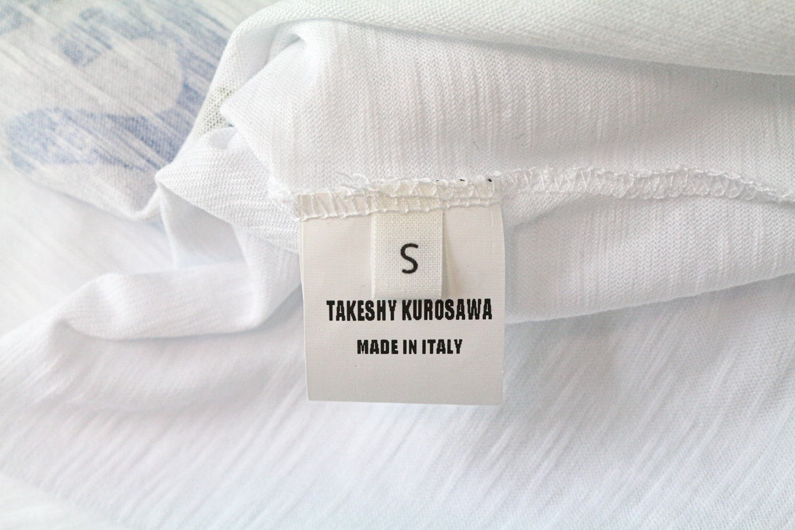 TAKESHY KUROSAWA Men's T-Shirt S White Pure Cotton Logo Casual Short Sleeve