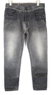 DIESEL D-5M002 089AU Men's Jeans W32/L32 Grey Tapered Fit Washed Cotton