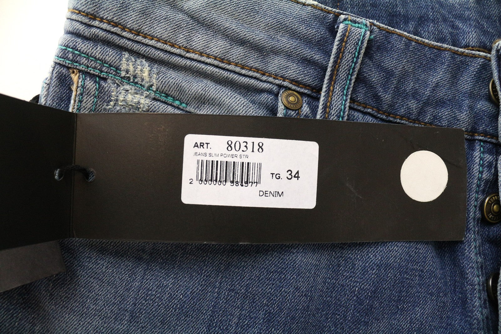 TAKESHY KUROSAWA Men's Jeans W34 Slim Blue Washed Stretch Cotton Casual