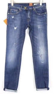 GOOD GENES Women's Jeans W27/L33 Blue Slim Fit Painted Selvedge Cotton Stretch