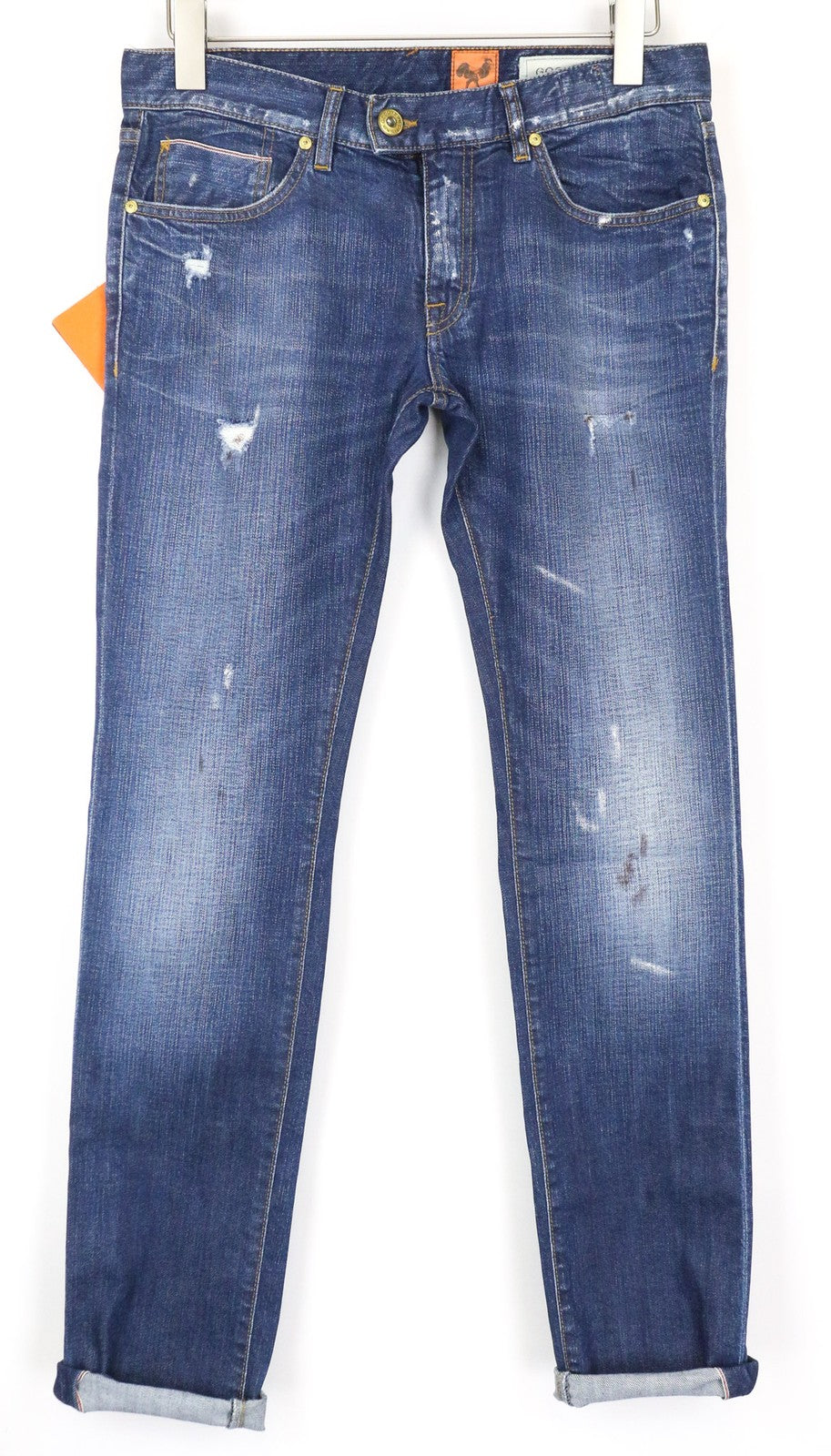 GOOD GENES Women's Jeans W27/L33 Blue Slim Fit Painted Selvedge Cotton Stretch