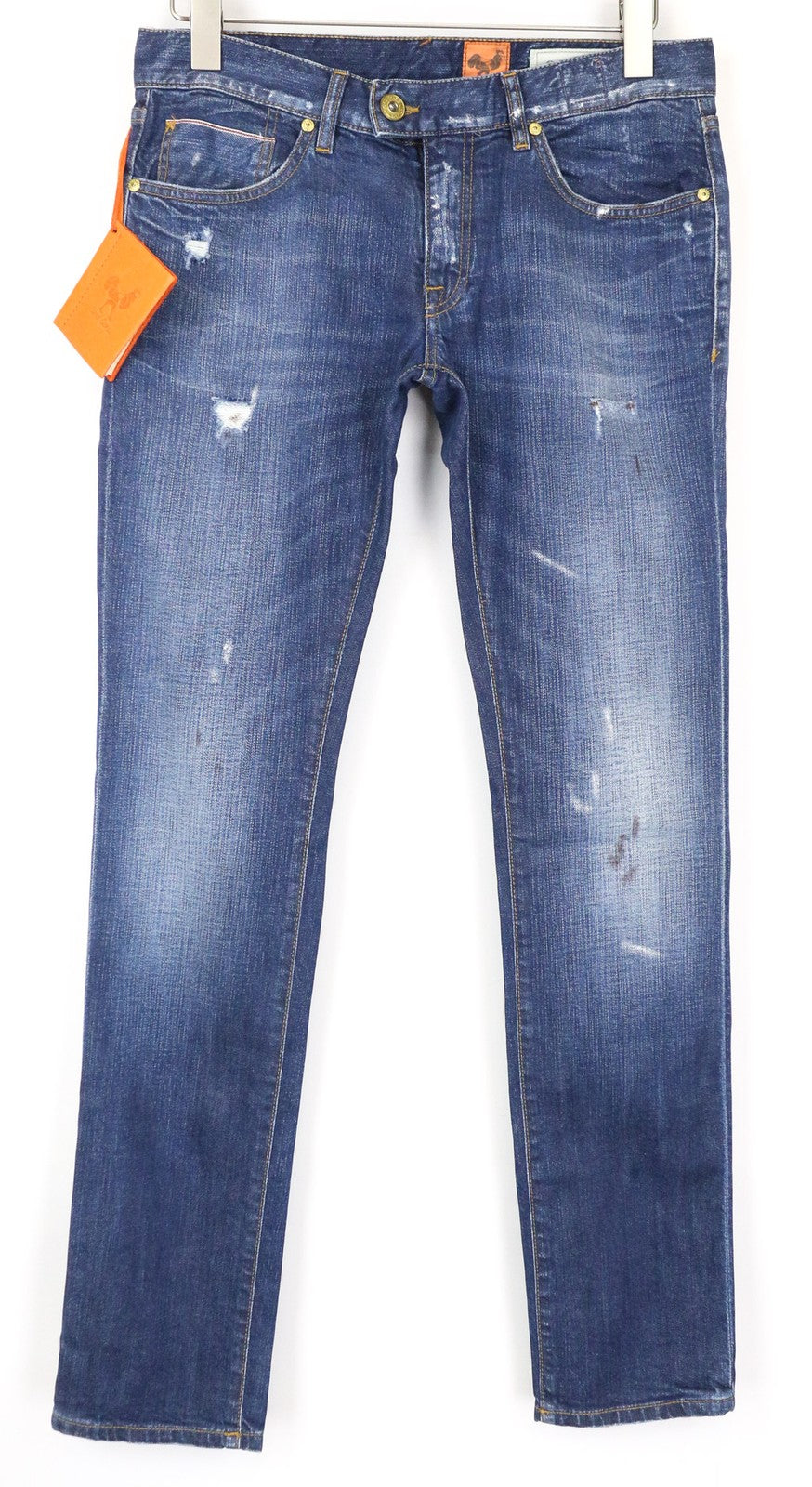 GOOD GENES Women's Jeans W27/L33 Blue Slim Fit Painted Selvedge Cotton Stretch