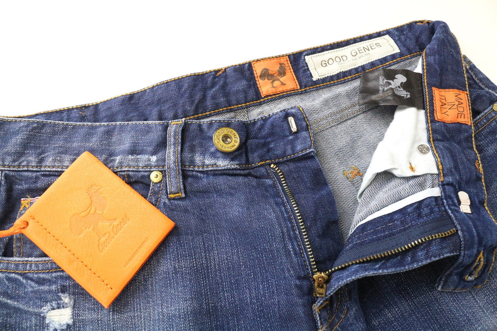 GOOD GENES Women's Jeans W27/L33 Blue Slim Fit Painted Selvedge Cotton Stretch