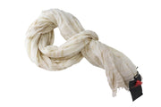 MAISON SCOTCH Women's Beige Cotton Blend Lightweight Patterned Scarf OS