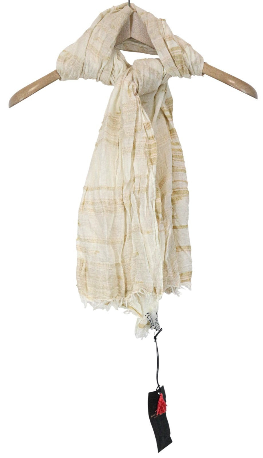 MAISON SCOTCH Women's Beige Cotton Blend Lightweight Patterned Scarf OS