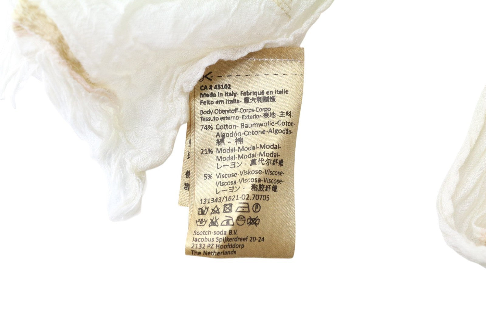 MAISON SCOTCH Women's Beige Cotton Blend Lightweight Patterned Scarf OS