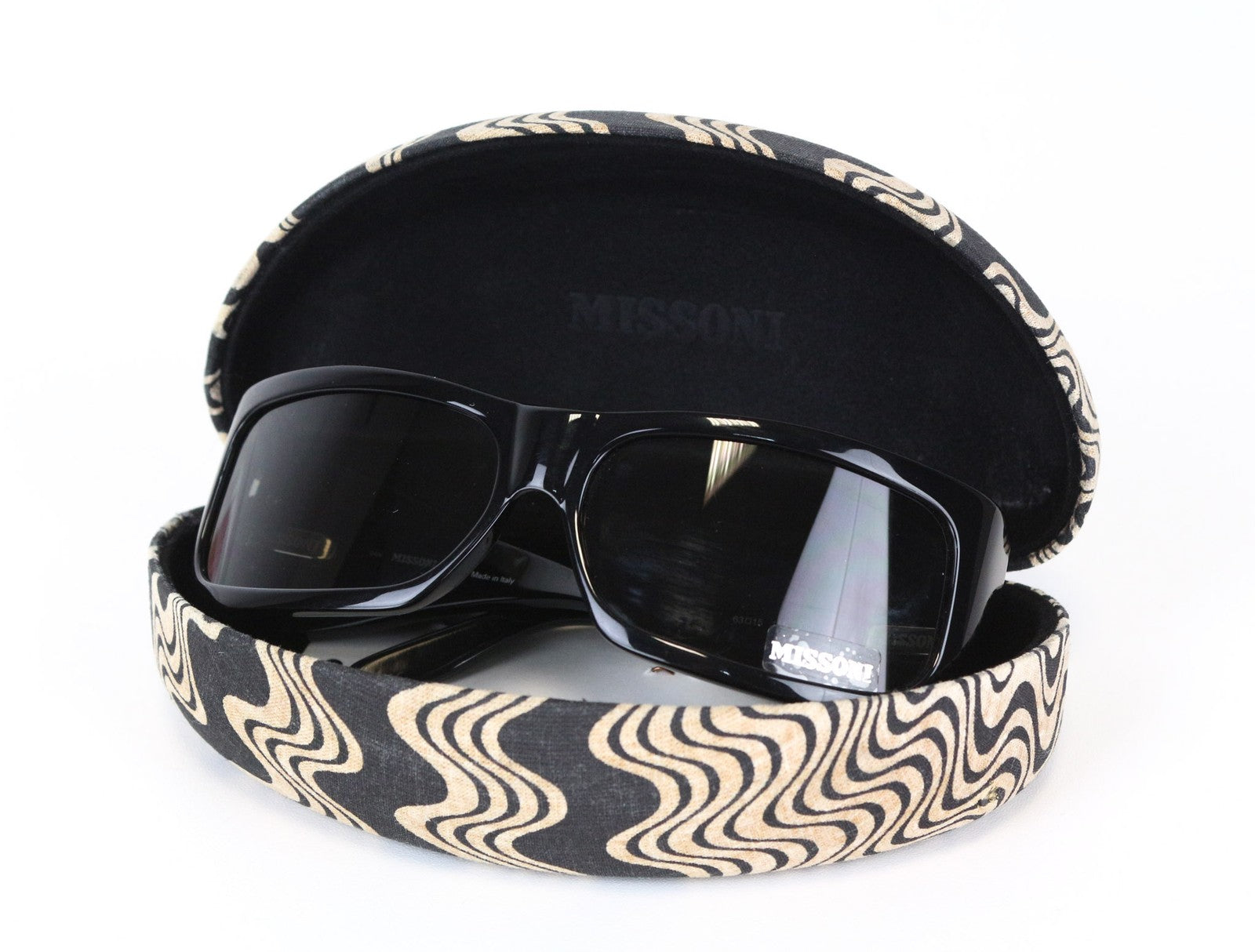 MISSONI Women's Oversized Black Sunglasses OS Tinted Logo Detailed