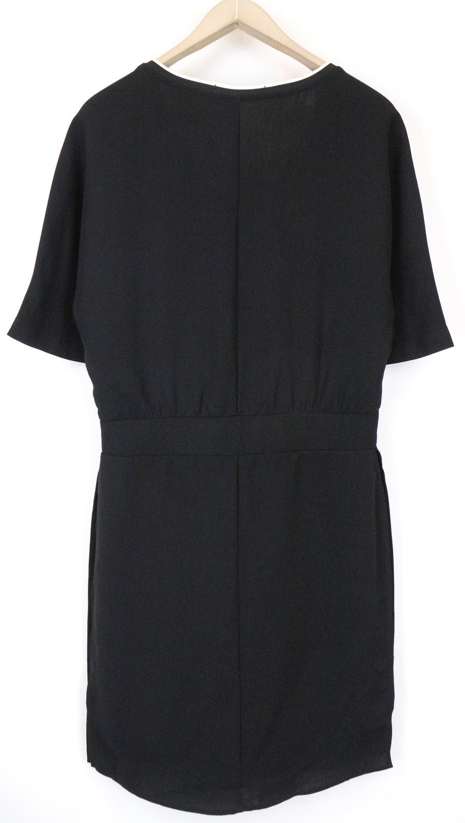 MAISON SCOTCH Women's Black S Short Sleeve Lined 2in1 Dress V-Neck